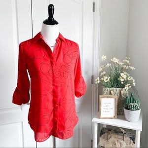 Mossimo Hidden Button Printed Button Up Shirt